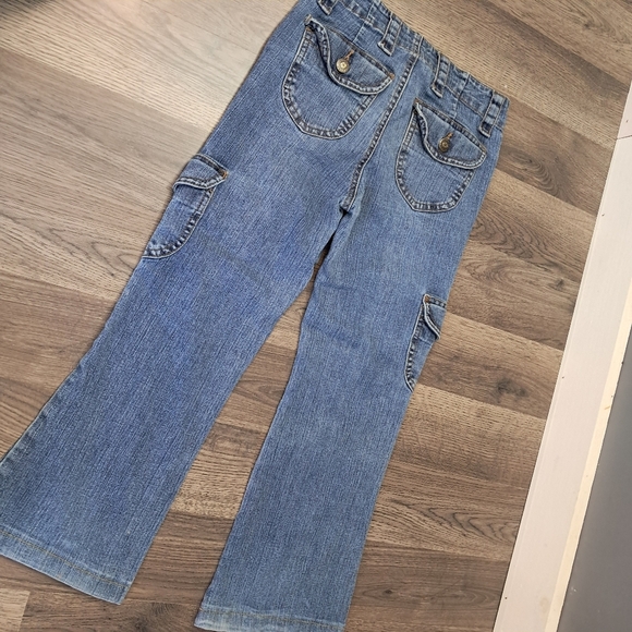 Arizona Jeans Co Girls Size 10 Blue Jeans Stretch Cargo Pockets - Picture 2 of 11